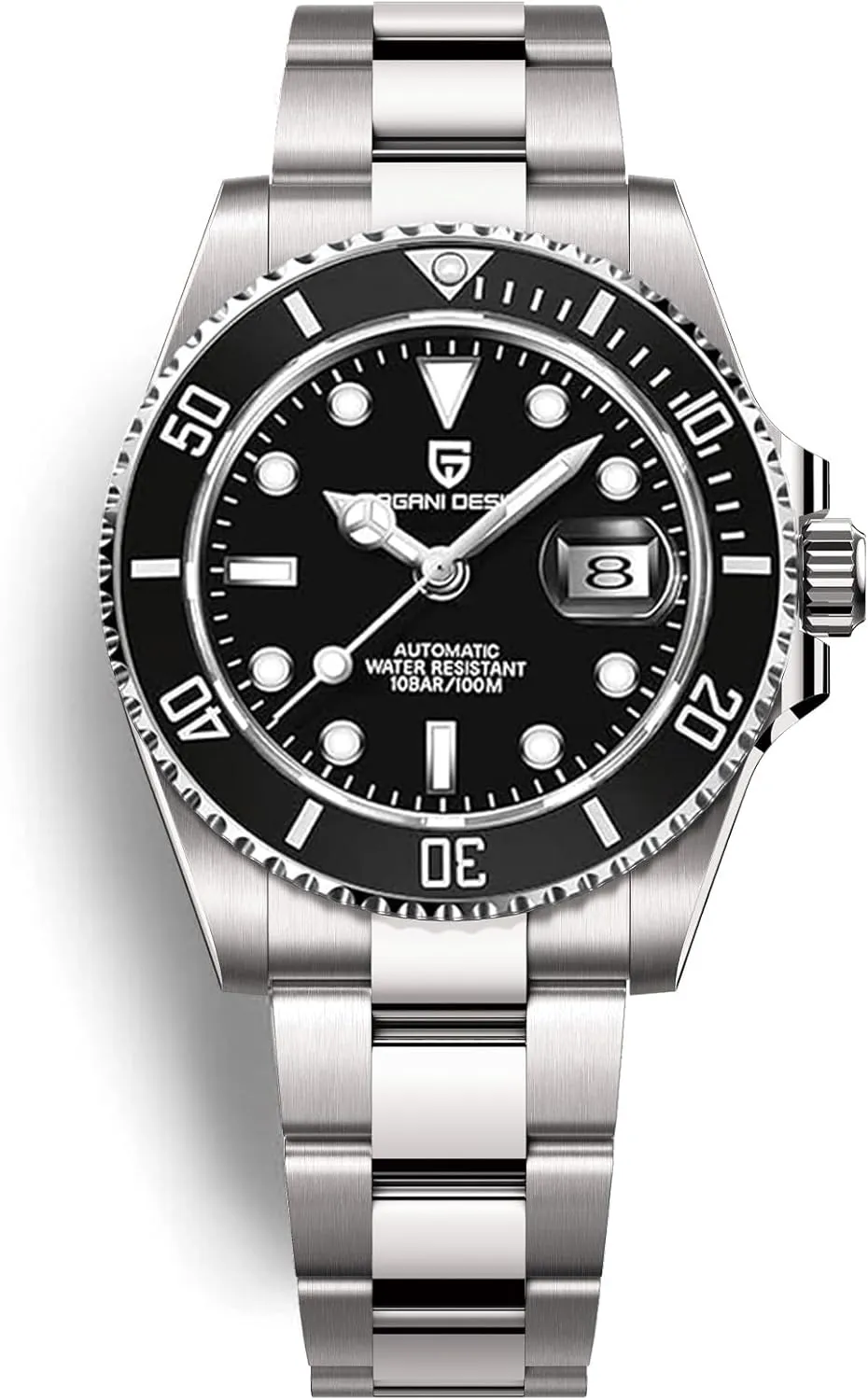 RollsTimi Pagani Design Men's Automatic Watch Business Waterproof Analog Automatic Watch NH35 Ceramic Movement Rotating Bezel Sapphire Crystal 100M Waterproof Stainless Steel Luxury Watches.