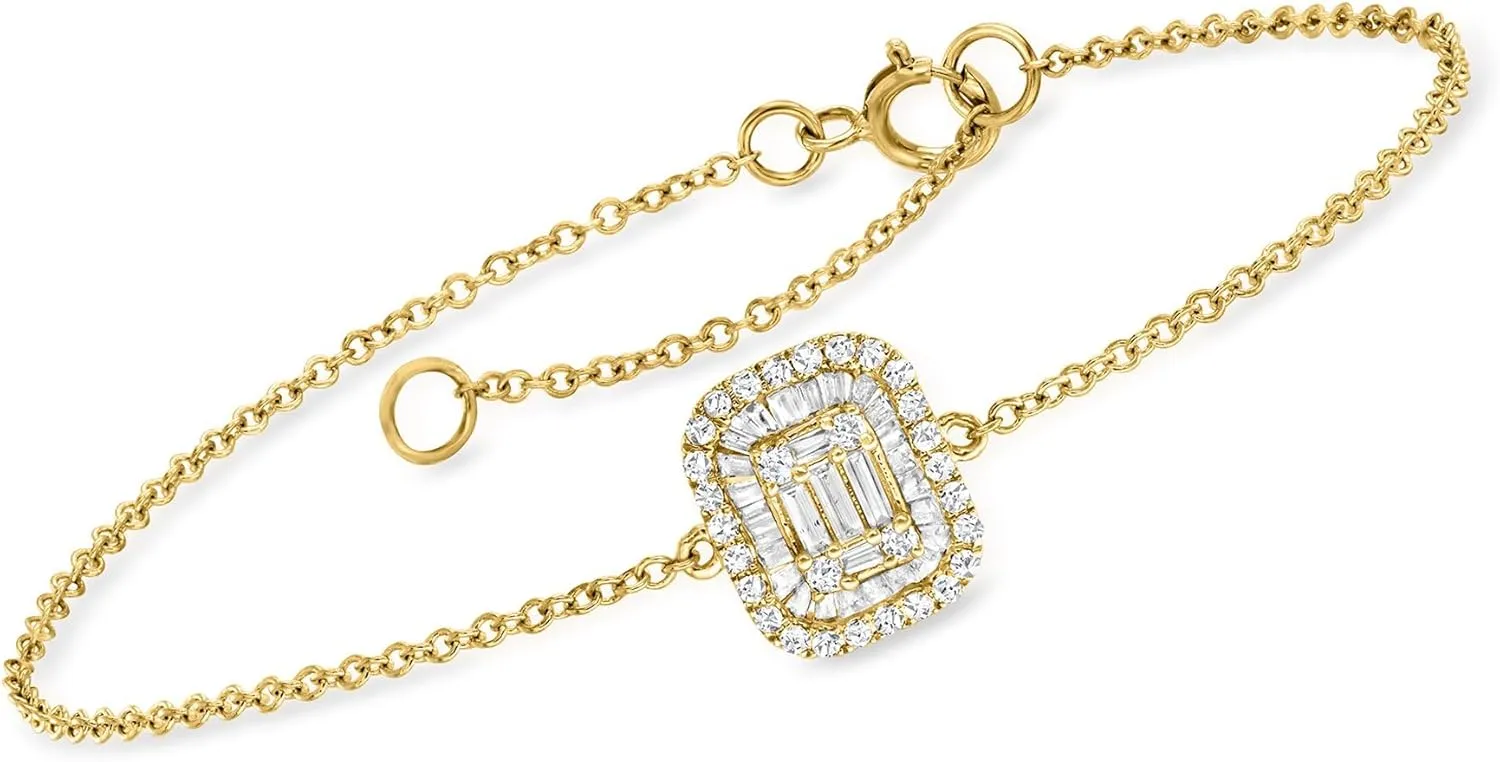 Ross-Simons 0.30 ct. t.w. Diamond Cluster Bracelet in 14kt Yellow Gold. 7.5 inches
