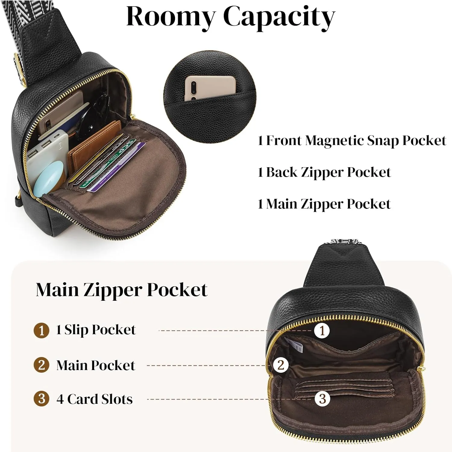 S-ZONE Genuine Leather Sling Bag for Women Men Small Crossbody Shoulder Purse