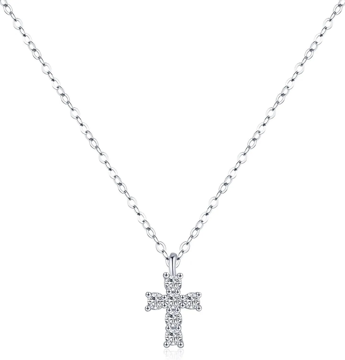 S925 Sterling Silver Tiny Cross Pendant Necklace for Women Dainty Cross Necklaces Mothers Day Birthday Gifts for Women