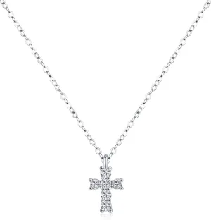 S925 Sterling Silver Tiny Cross Pendant Necklace for Women Dainty Cross Necklaces Mothers Day Birthday Gifts for Women