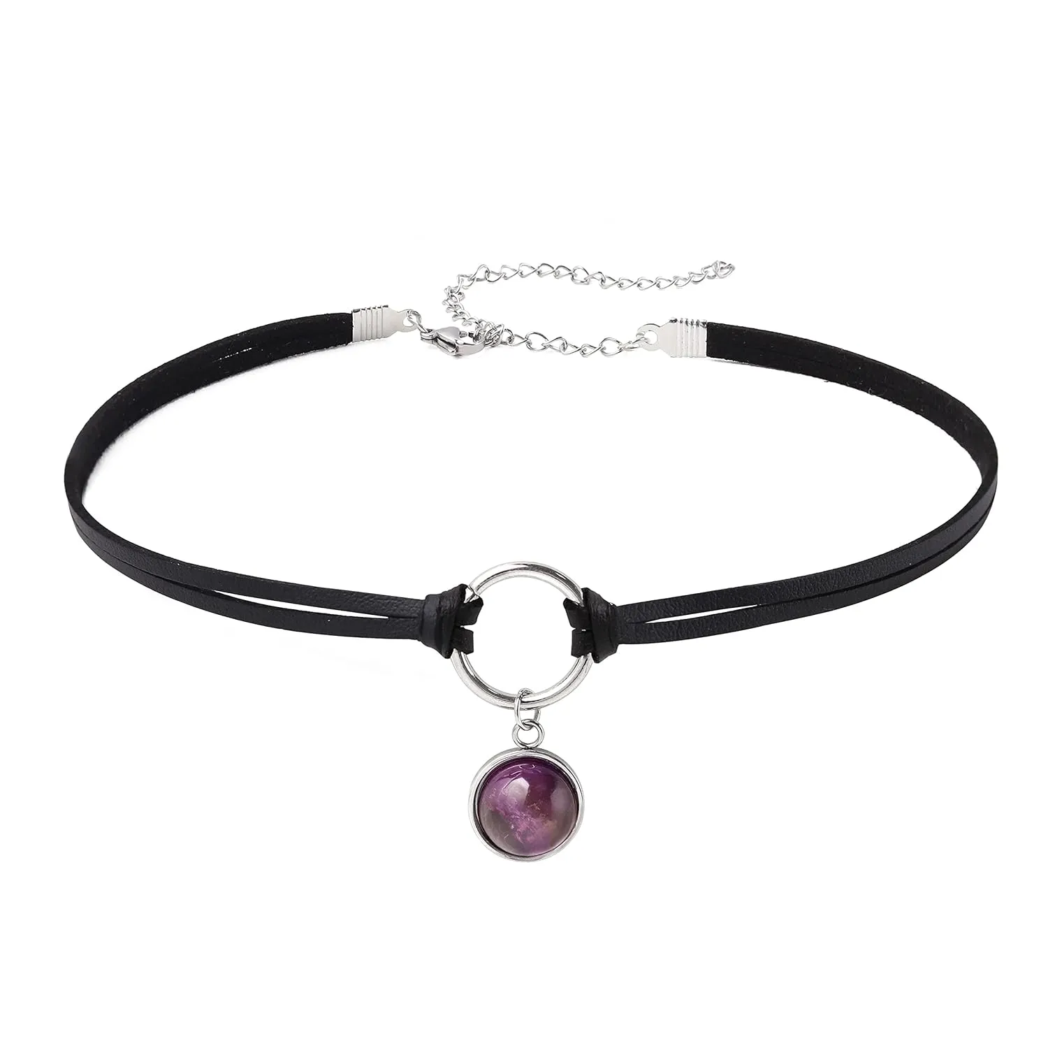 Sacina O Ring Crystal Choker, Black Choker, Boho Hippie Necklace, Gothic Necklace, Christmas Jewelry Gift for Women