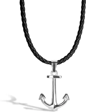 SERASAR Premium Leather Necklace Men | Stainless Steel Pendant | Secure Clasp | Three Colors | Jewelry Box Included