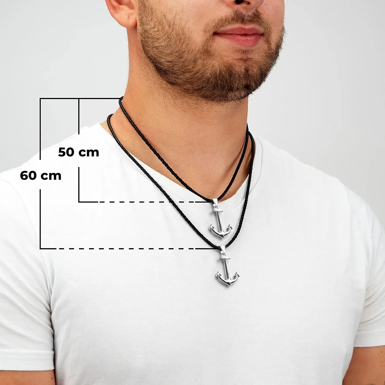 SERASAR Premium Leather Necklace Men | Stainless Steel Pendant | Secure Clasp | Three Colors | Jewelry Box Included