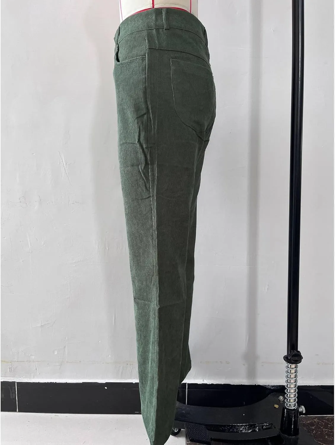 Sexyshine Women's Corduroy Flared Bell Bottom Pants High Waist Solid Color Long Wide Leg Trousers with Pockets