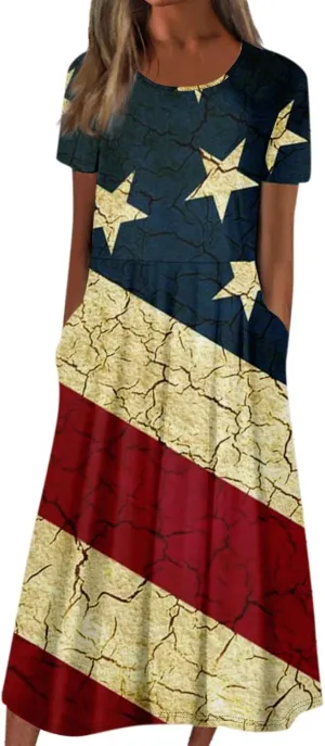 SGASY Summer Dresses for Women 2024 Plus Size Short Sleeve Button Down Boho Midi Sundress House Dress with Pockets