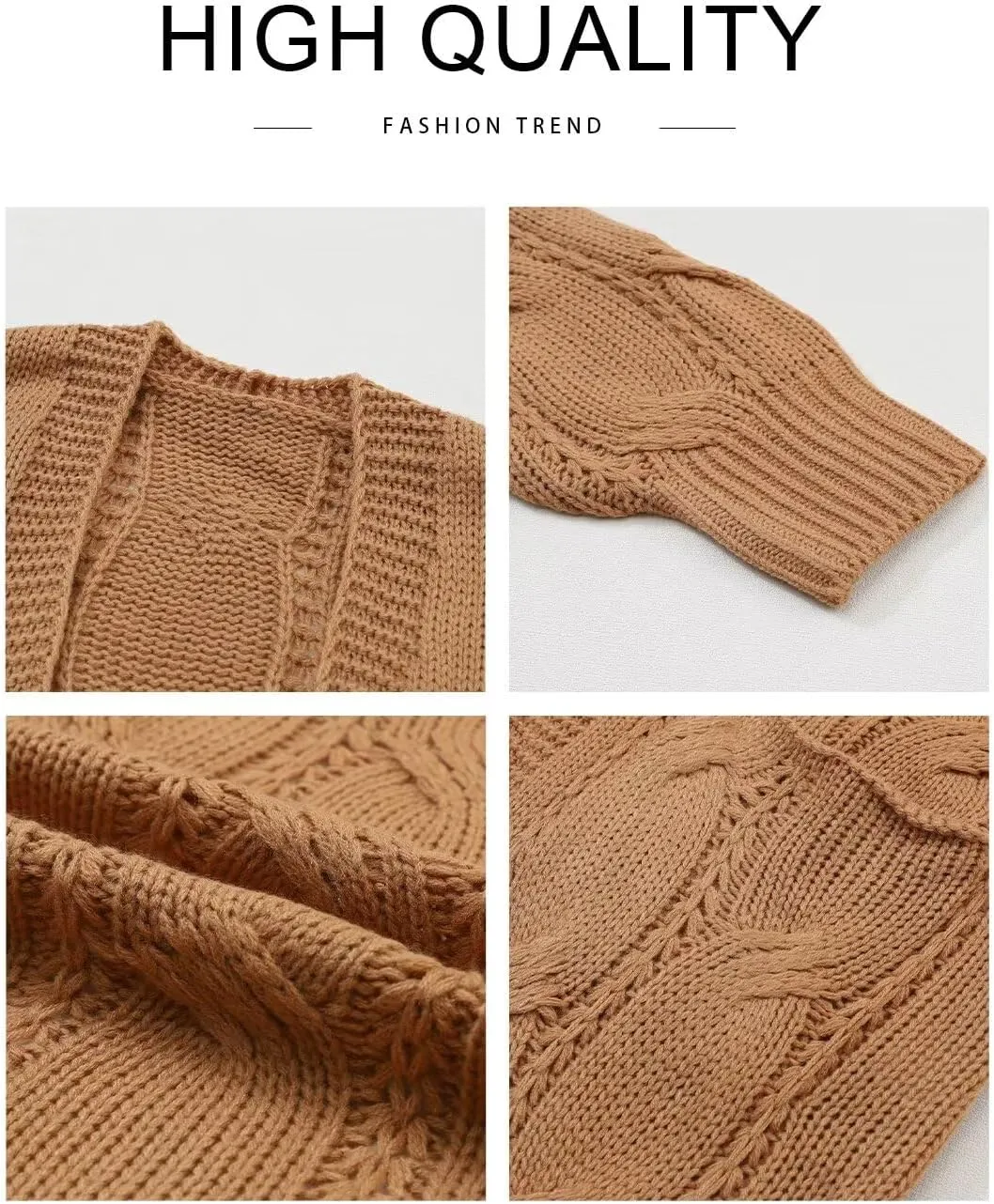 SHEWIN Women Open Front Side Slit 2024 Long Sleeve Oversized Cardigan Sweaters Knit Coats with Pockrts