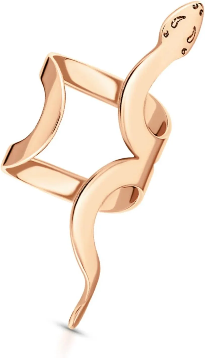 Shiny Snake Plain Ear Cuff, 14k Gold Snake Ear Cuff, No Piercing Ear Cuff, Cartilage Cuff, Animal Jewelry, Gift For Her.