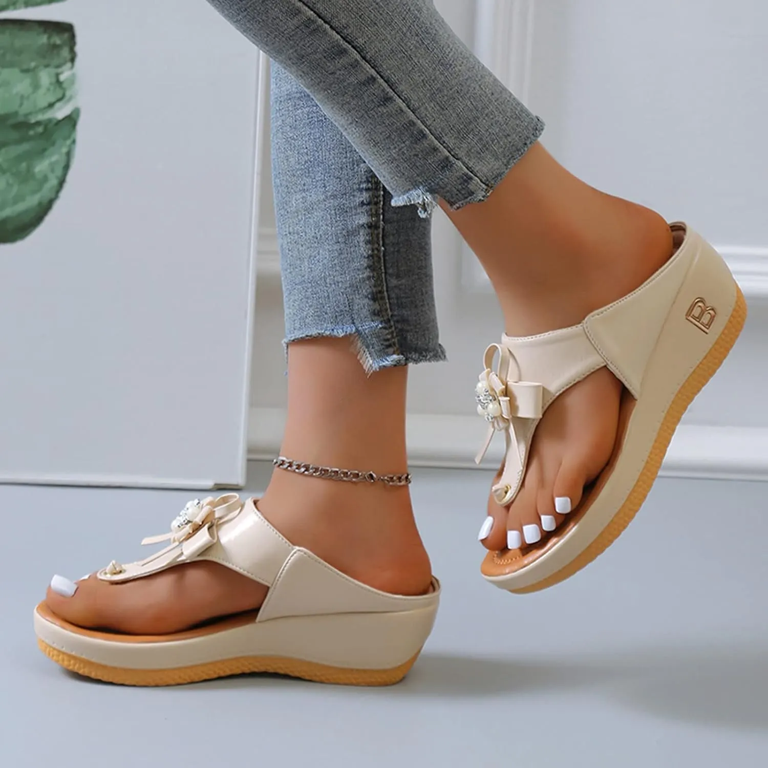 Shoes for Bunions and Wide Feet Sandalias Para Mujer Elegantes Blancas Sandals for Women Dressy Orthopaedic Shoes for Women Arch Support Flip Flops Women 1 Inch Heel Sandals for Women