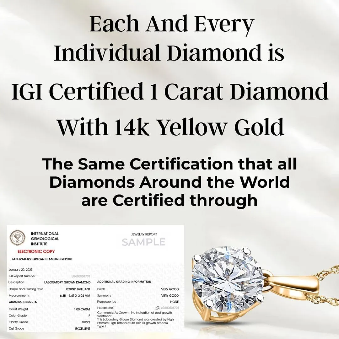 SHOP LC DELIVERING JOY Lab Grown Diamond Necklace for Women in 14k Yellow Gold 1 Carat - Pendant Wedding Anniversary Jewelry Engagement Birthday Gifts for Her