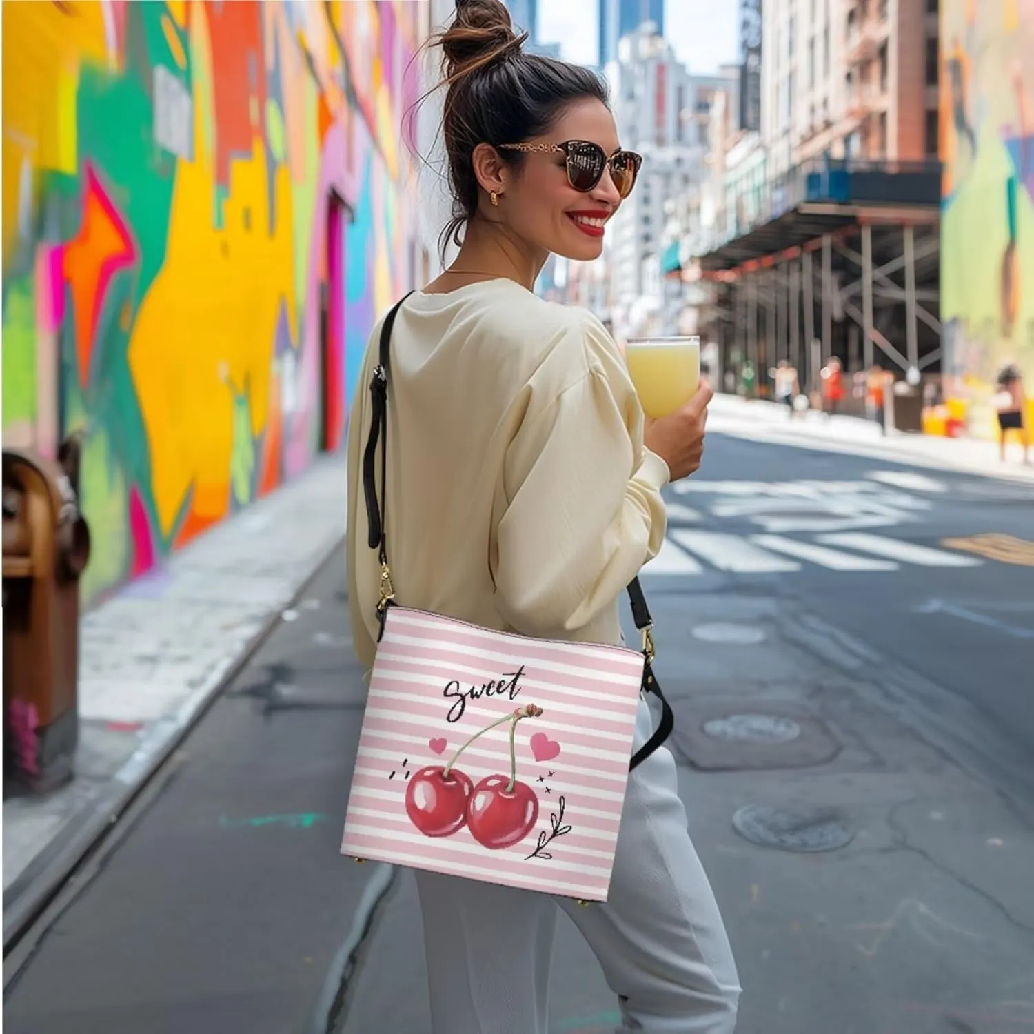 Shoulder Bag for Women Travel Leather Saddle Purse Zippered Wallet 3 Pcs