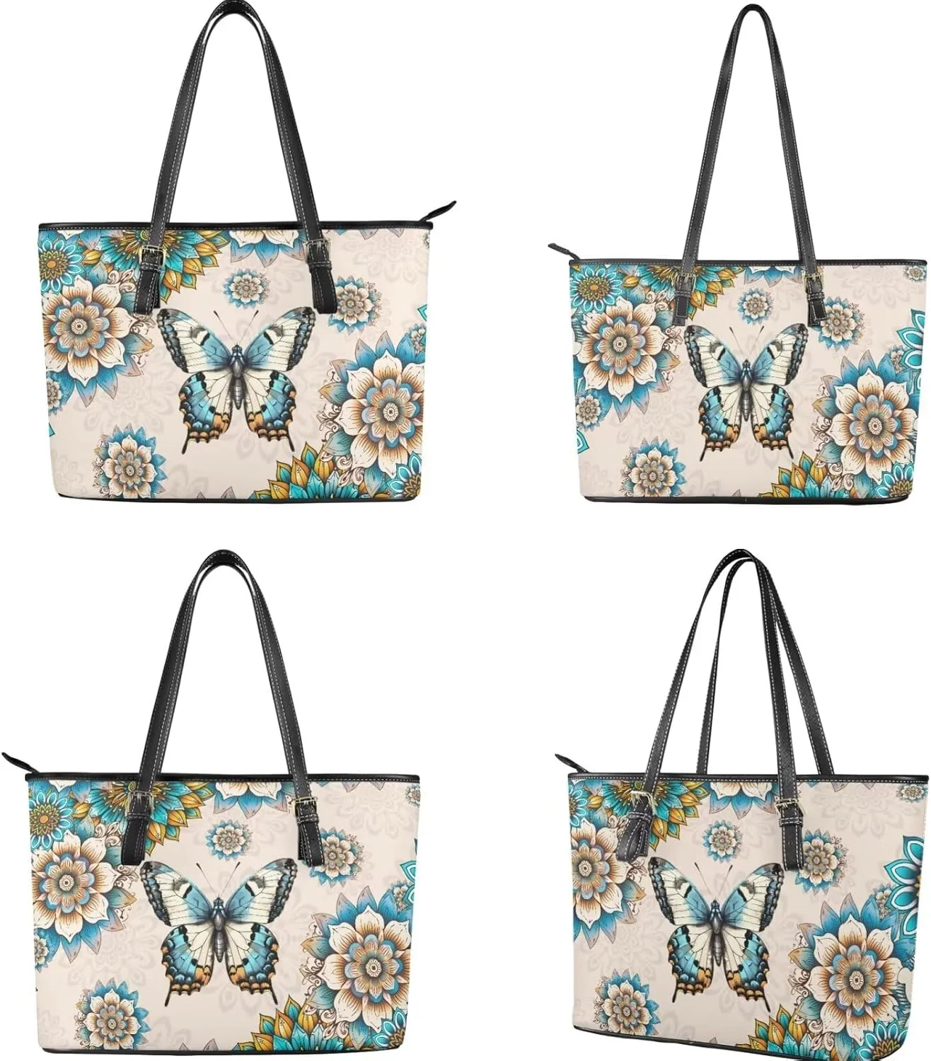 Shoulder Bag Set Leather Tote Handbags with Portable Makeup Bag and Wristlet Wallet for Women, 3 Pieces