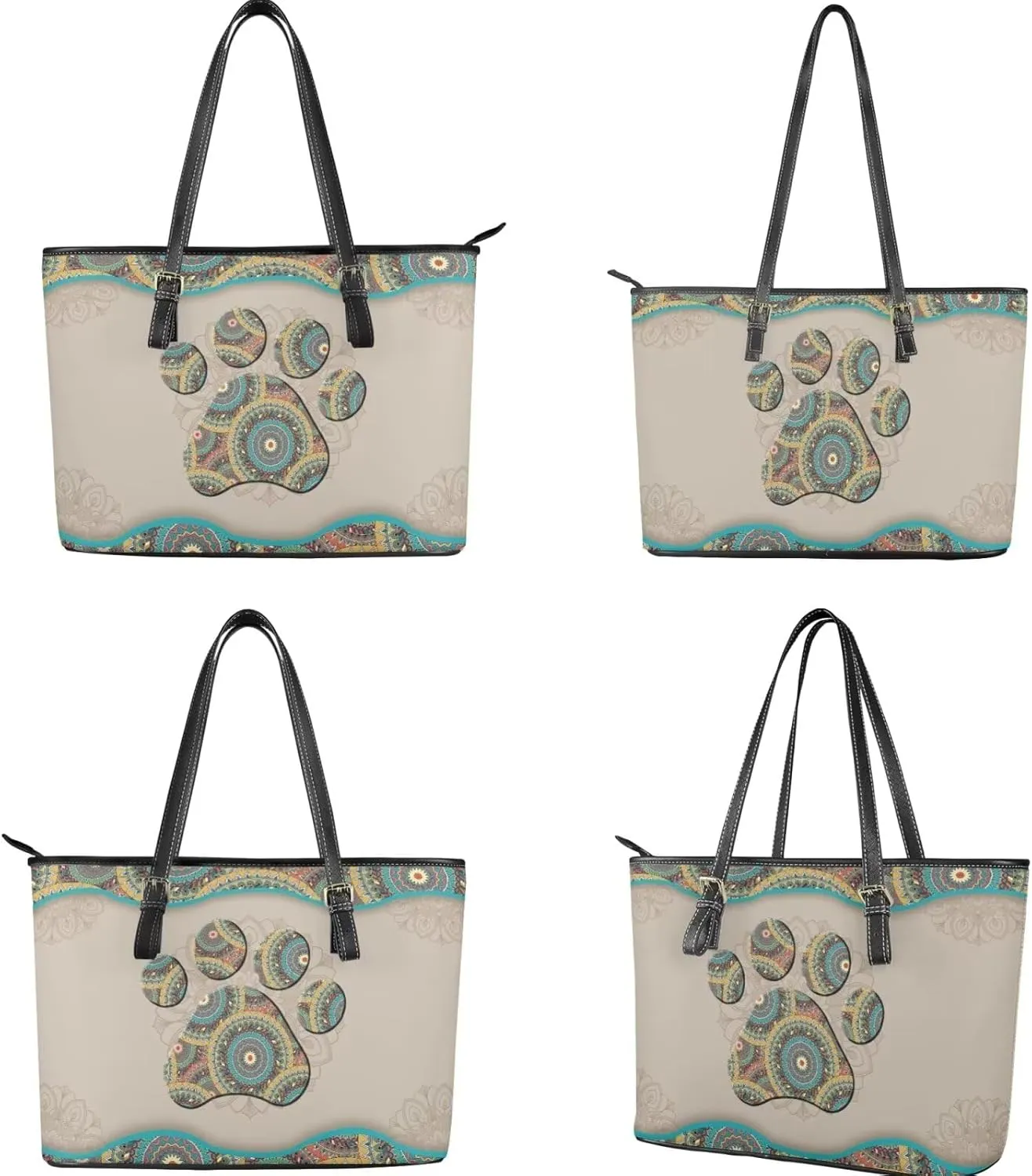 Shoulder Bag Set Leather Tote Handbags with Portable Makeup Bag and Wristlet Wallet for Women, 3 Pieces
