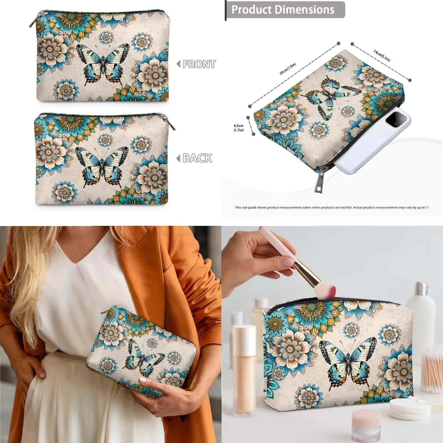 Shoulder Bag Set Leather Tote Handbags with Portable Makeup Bag and Wristlet Wallet for Women, 3 Pieces