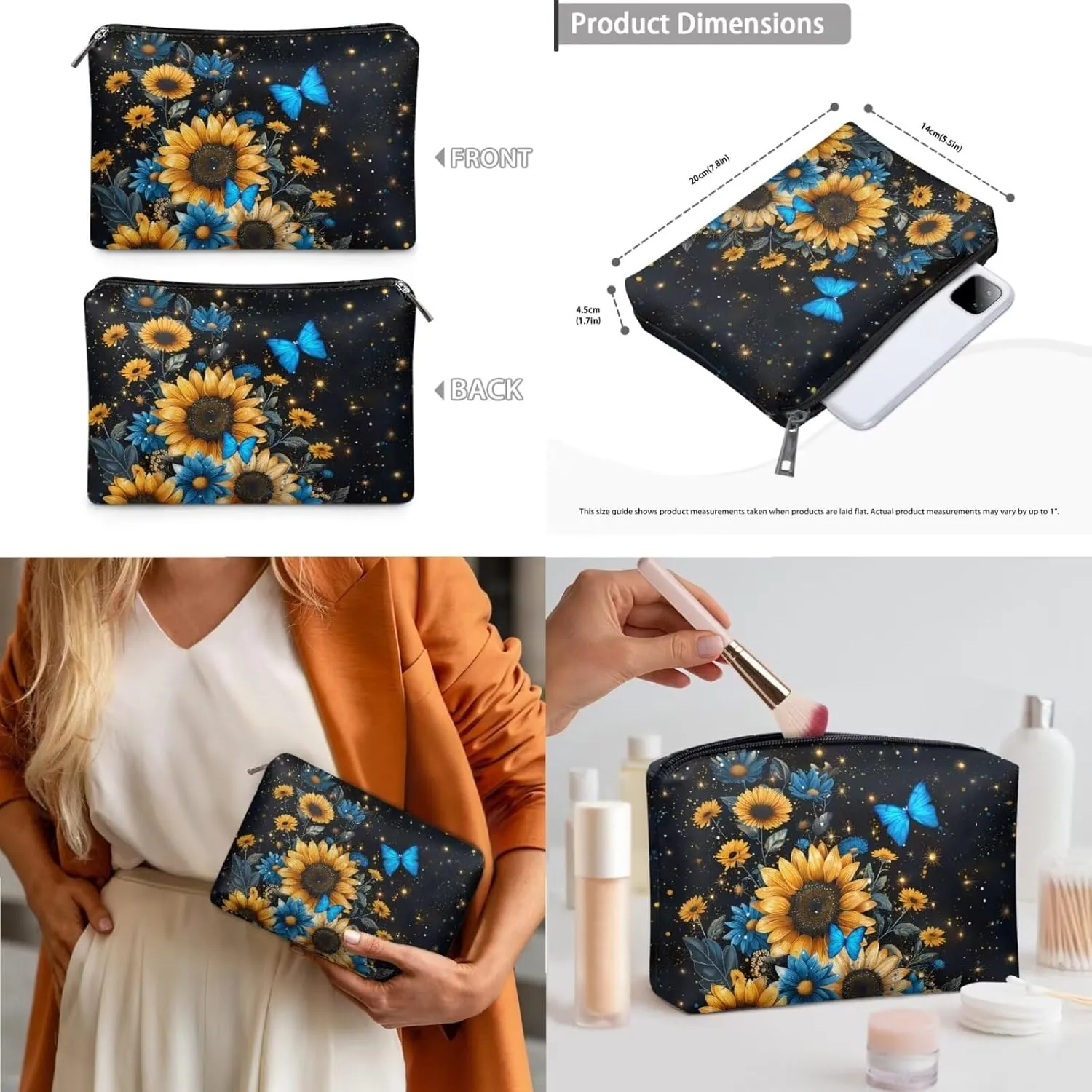 Shoulder Bag Set Leather Tote Handbags with Portable Makeup Bag and Wristlet Wallet for Women, 3 Pieces