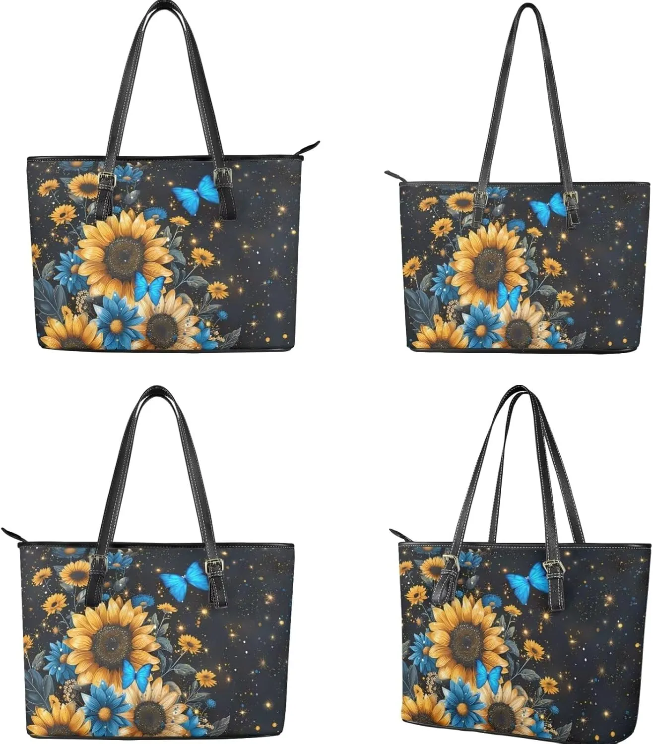 Shoulder Bag Set Leather Tote Handbags with Portable Makeup Bag and Wristlet Wallet for Women, 3 Pieces