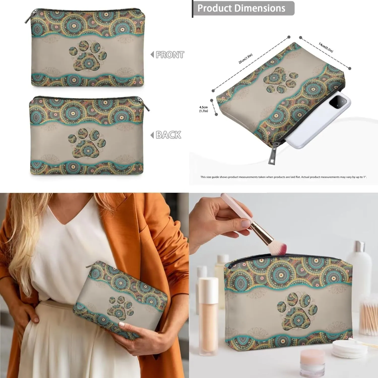 Shoulder Bag Set Leather Tote Handbags with Portable Makeup Bag and Wristlet Wallet for Women, 3 Pieces