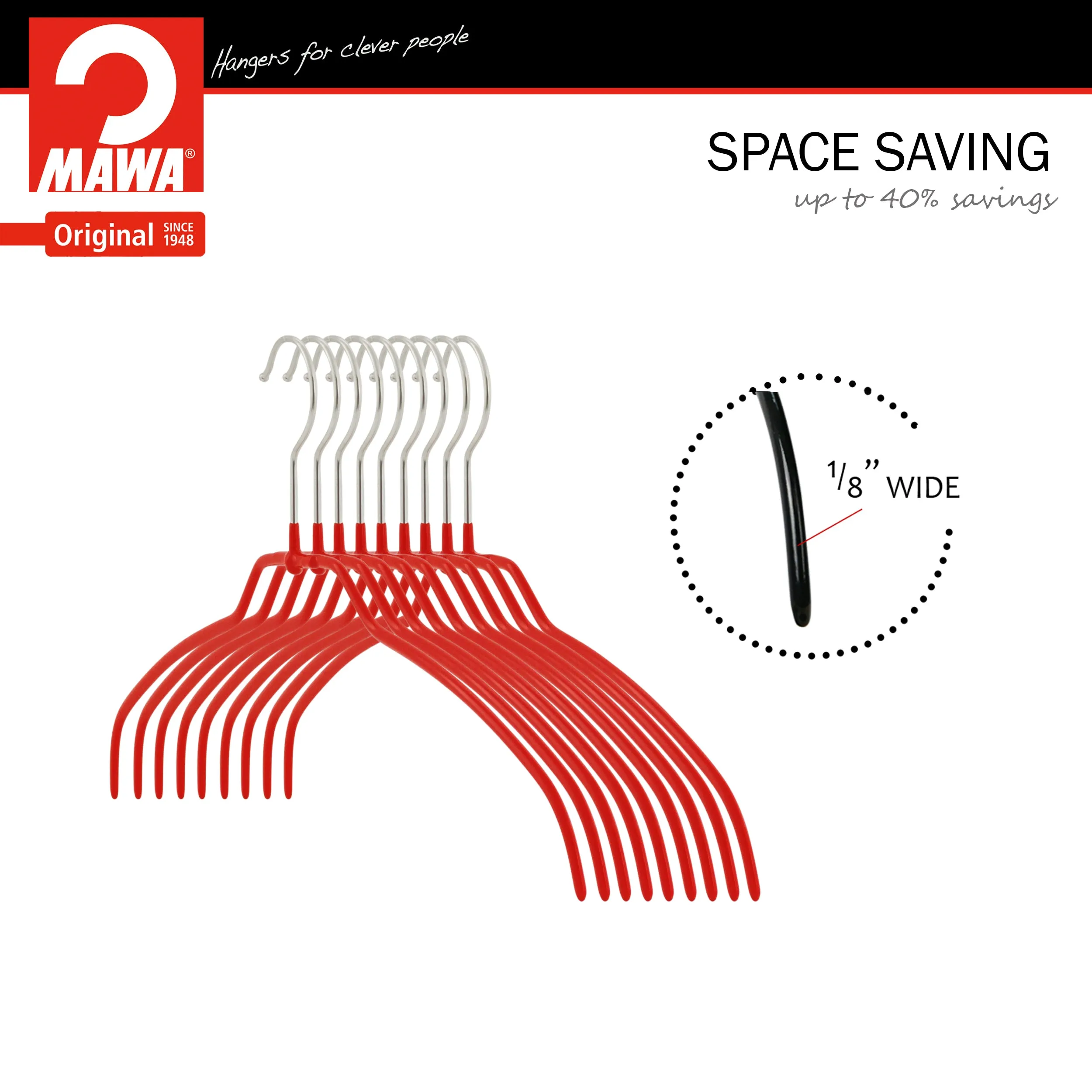 Silhouette Space-Saving Shirt Hanger, 42-FT, New Red