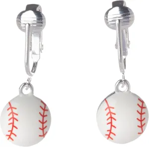 Silver Tone Non Pierced Clip On Sports Dangling Earrings
