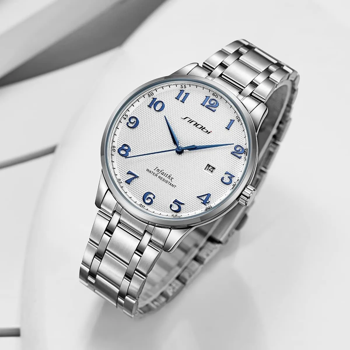 SINOBI Classic Business Mens Watches Arabic Numerals Easy Reader Wristwatches for Men with Calendar Date Water Resistant
