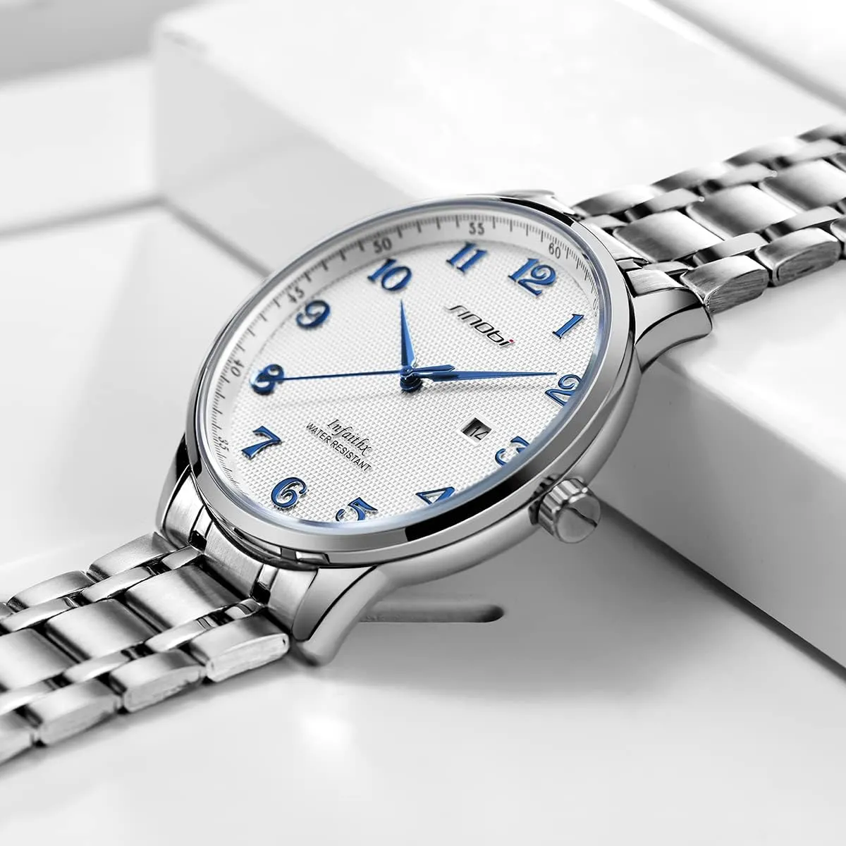SINOBI Classic Business Mens Watches Arabic Numerals Easy Reader Wristwatches for Men with Calendar Date Water Resistant
