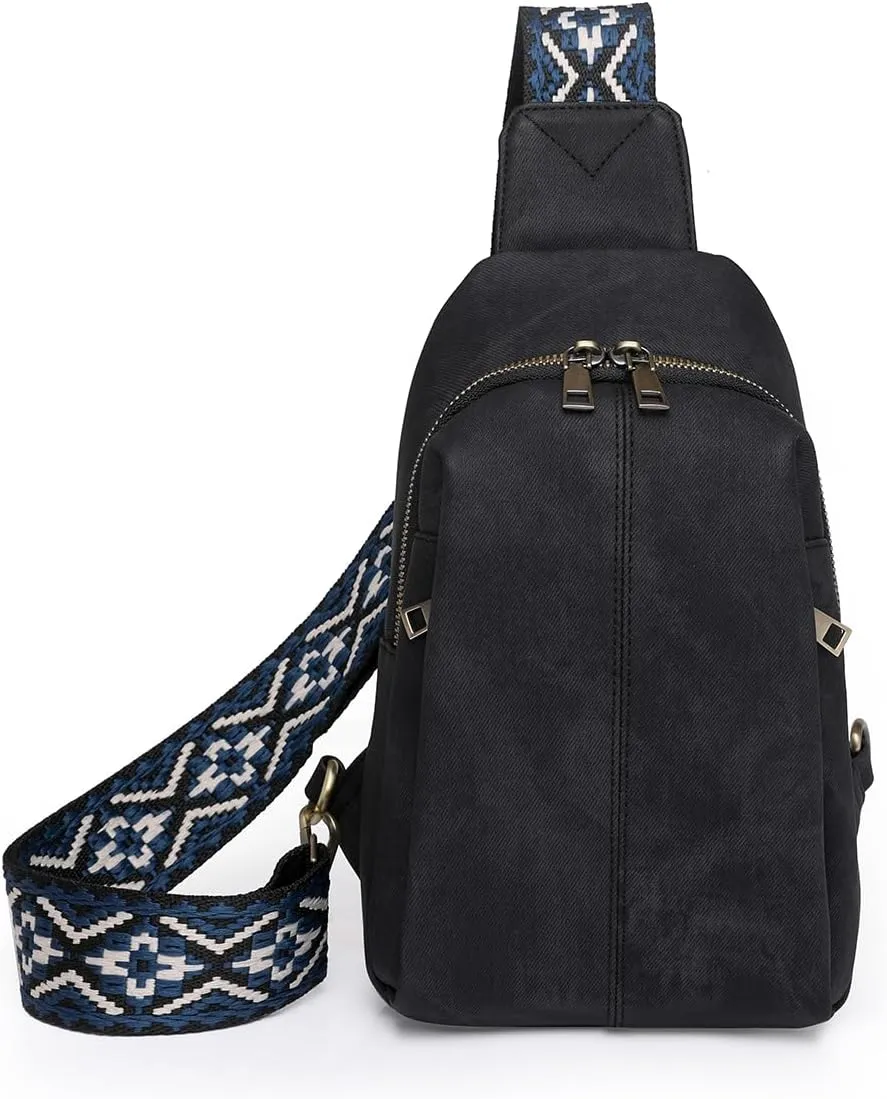 SIXVONA Sling Bag for Women, Leather Crossbody Bags Soft Leather Fanny Pack Chest Bag for Travel, Work, Sport, Outdoor