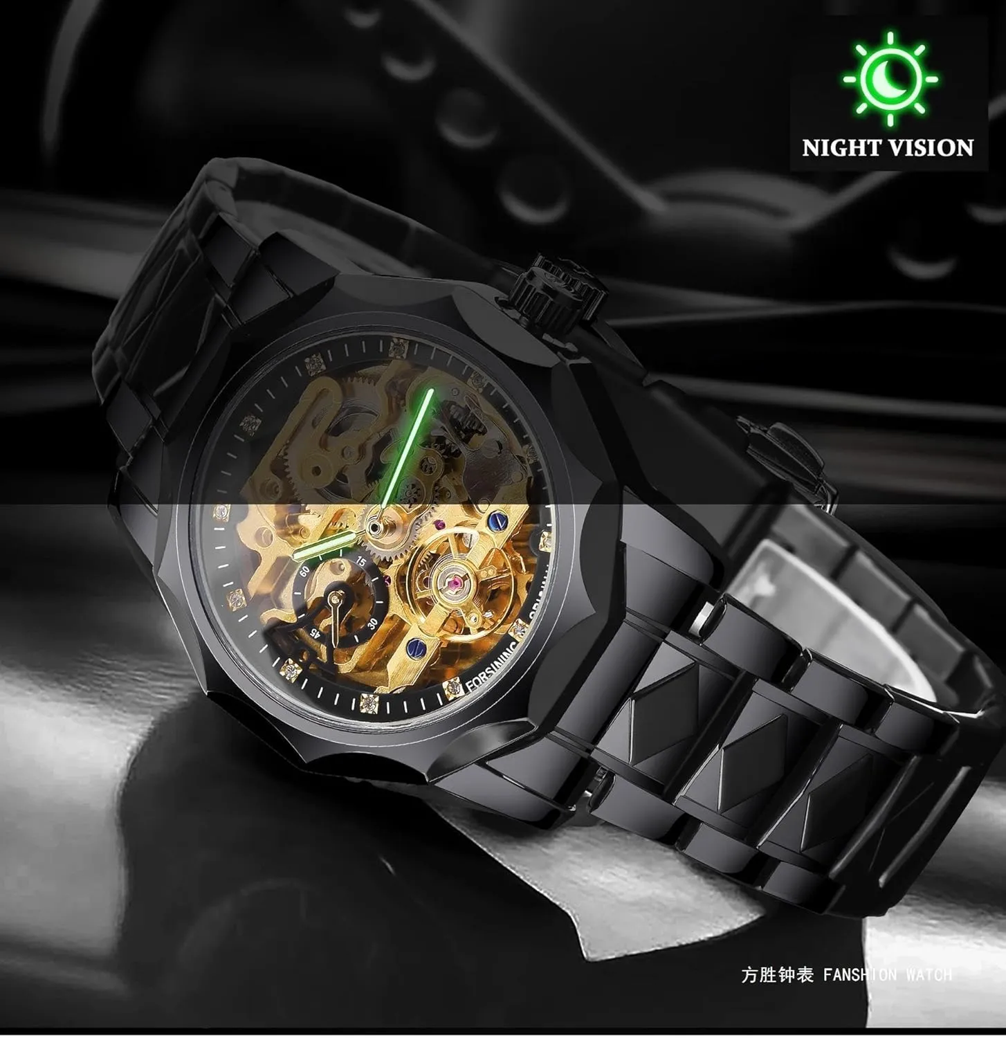 Skeleton Dial Mens Mechanical Watch Luxury Automatic Tourbillon Watches Diamond Design Wristwatch