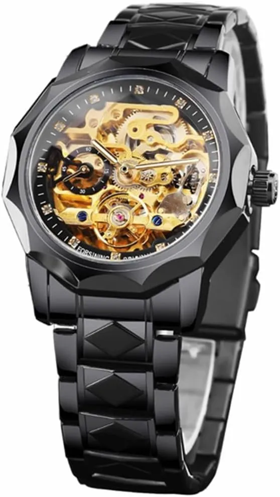 Skeleton Dial Mens Mechanical Watch Luxury Automatic Tourbillon Watches Diamond Design Wristwatch