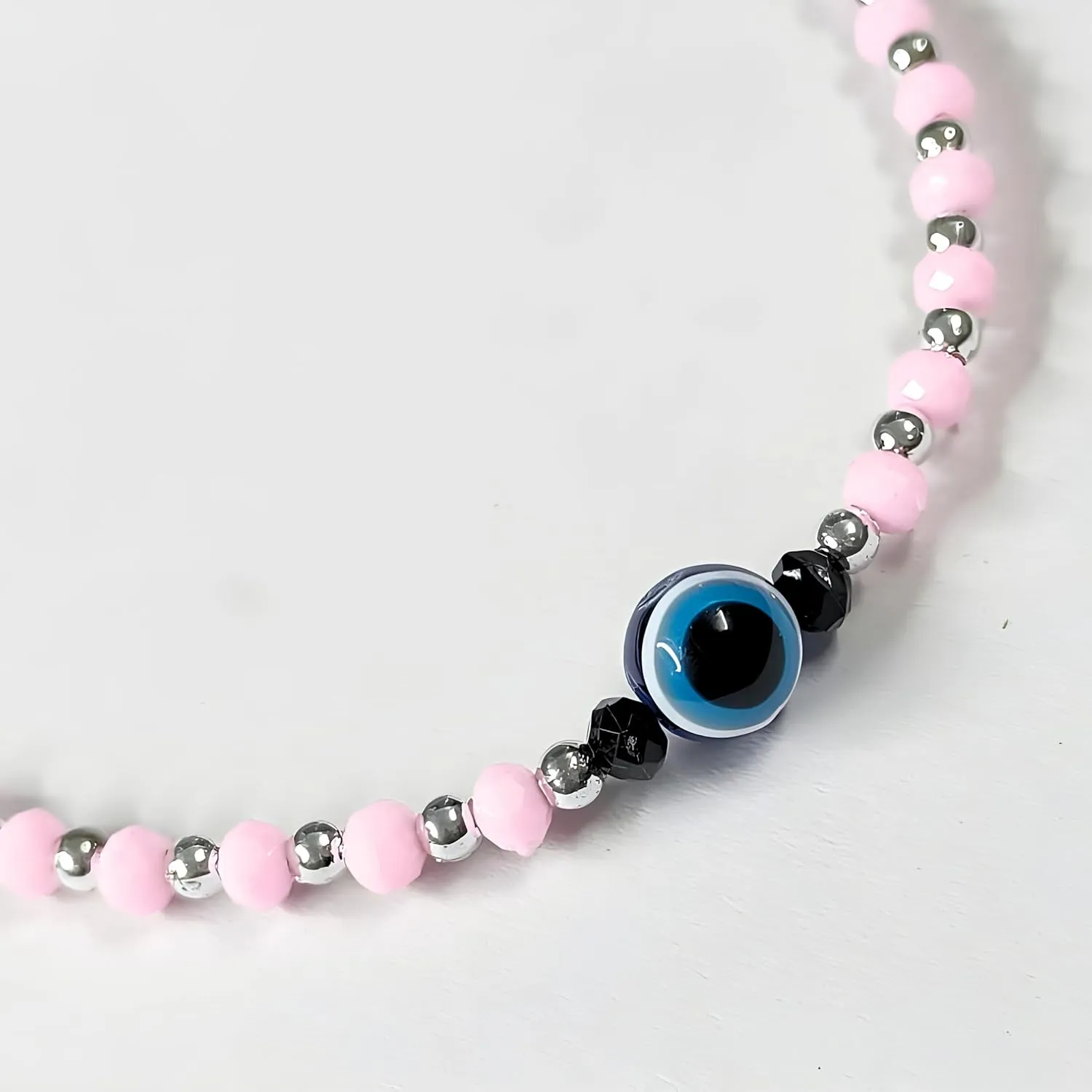 Small Bead Waterproof Anklets for Women Girls Beach Foot Ankle Bracelet Cute Colorful Friendship Beaded Anklets 9 inches (Baby Pink - Black)