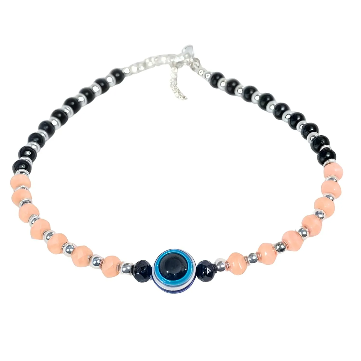 Small Bead Waterproof Anklets for Women Girls Beach Foot Ankle Bracelet Cute Colorful Friendship Beaded Anklets 9 inches Peach And Black