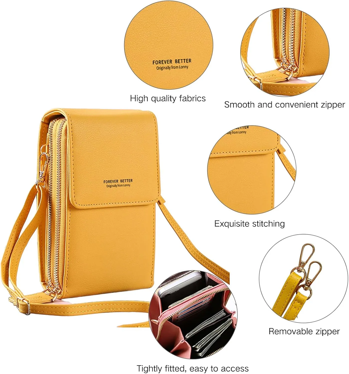 Small Crossbody Cell Phone Bag for Women, Mini Shoulder Purse with Credit Card Slots