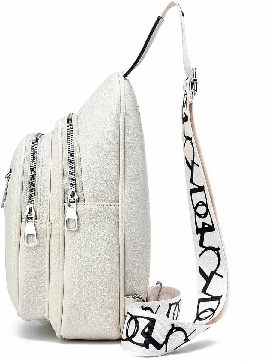 Small Sling Bag for Men Women, Crossbody Faux Leather Fashion Waist Packs Crossbody Bags Chest Bag