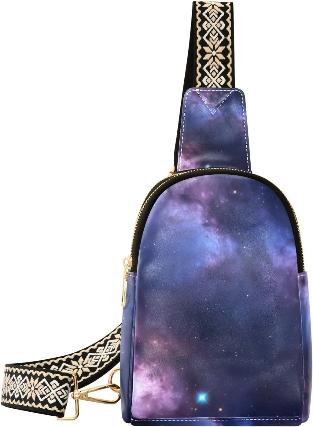 Small Sling Bag for Women Milky Way Galaxy Fanny Pack Faux Leather Crossbody Bags Lightweight Chest Bag