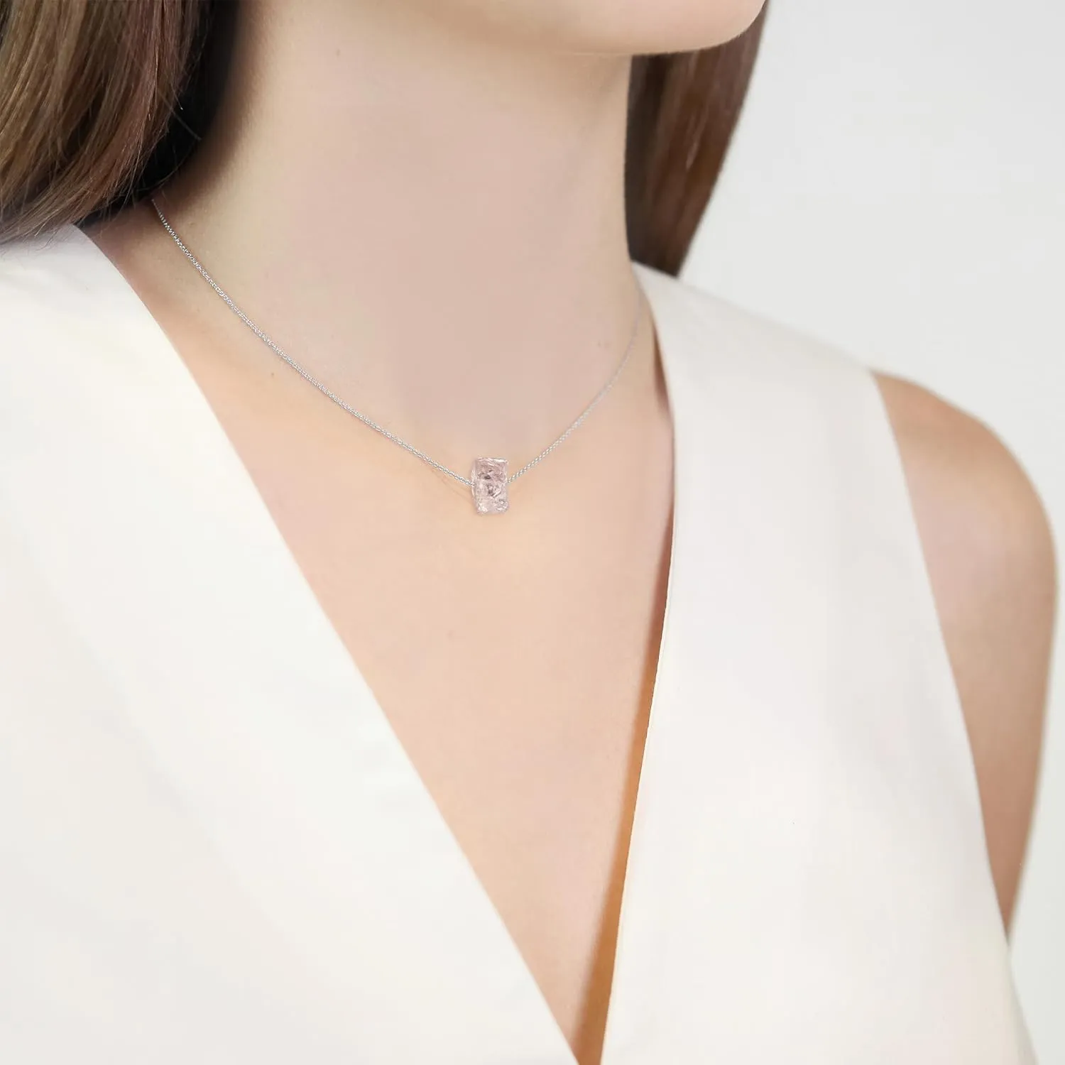 Solid 925 Sterling Silver Natural Crystal Necklace Spiritual Energy Healing Raw Stone