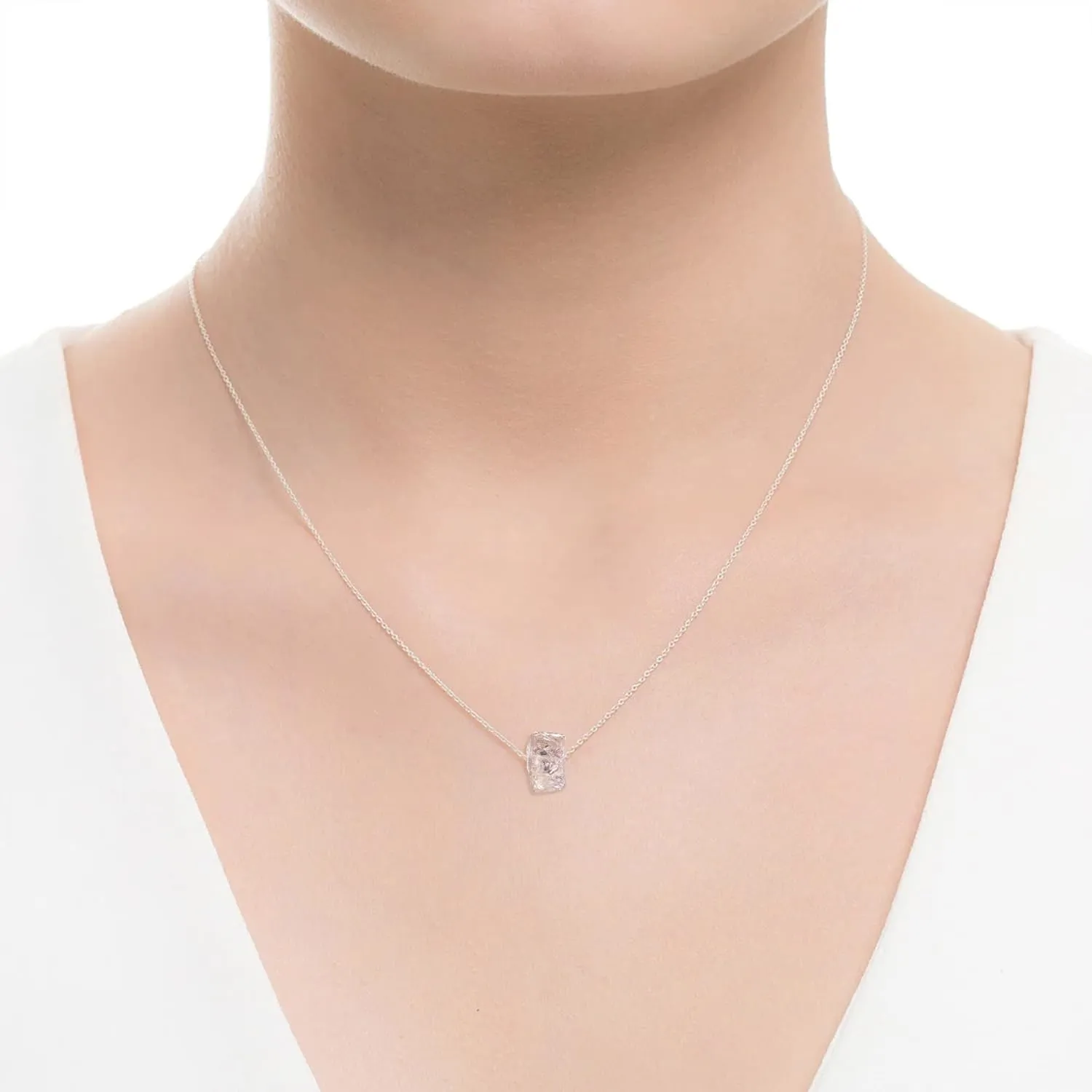 Solid 925 Sterling Silver Natural Crystal Necklace Spiritual Energy Healing Raw Stone