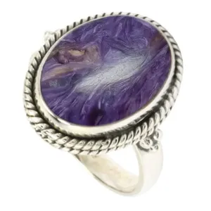 Solid 925 Sterling Silver Ring for Women Handmade Jewelry Ring Fashion Jewelry Ring for women and Girls (Charoite)