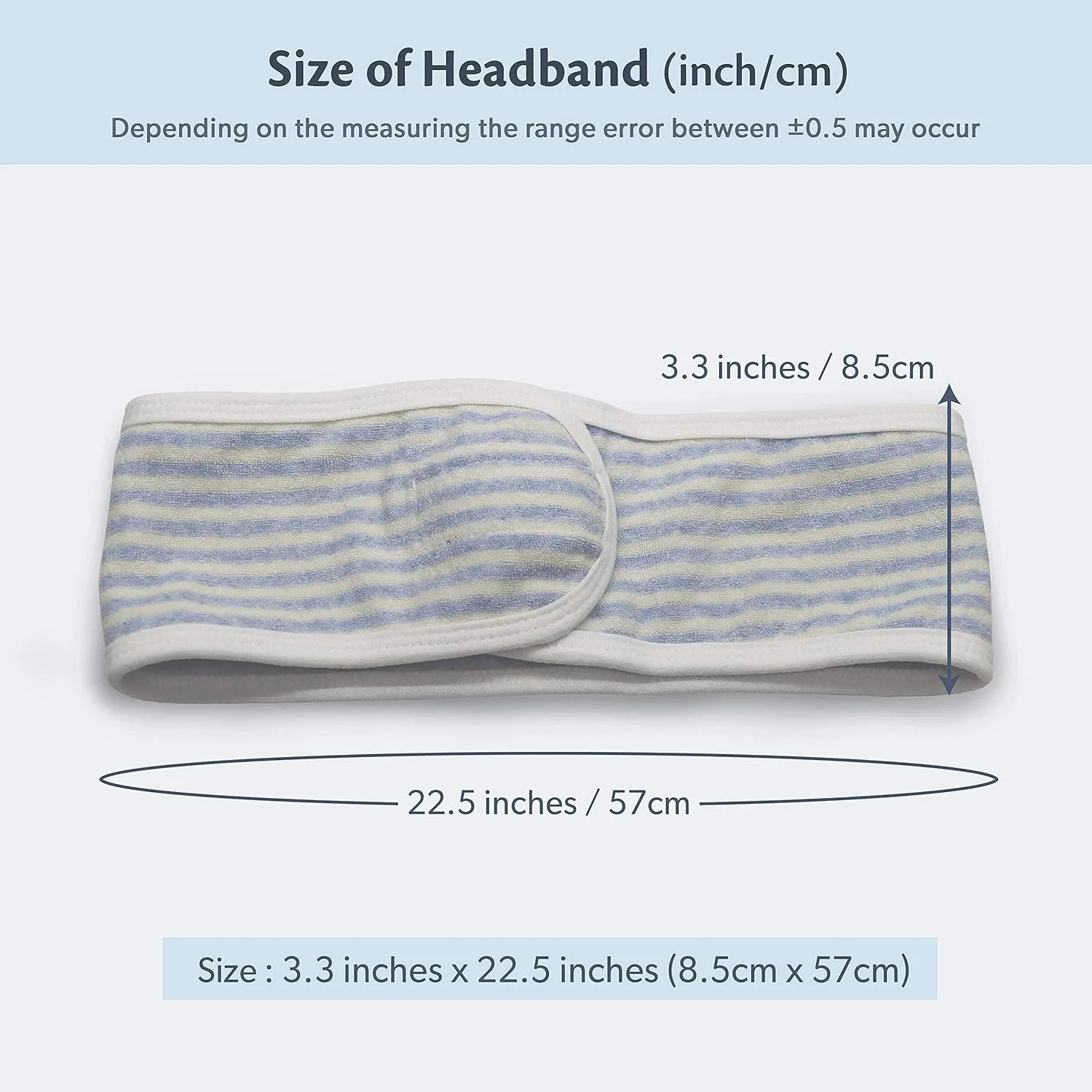 Spa Headband - 100% Organic Cotton Terry Cloth Women Facial Makeup Head Band Soft Head Wraps for Shower Washing Face Bath (Blue)
