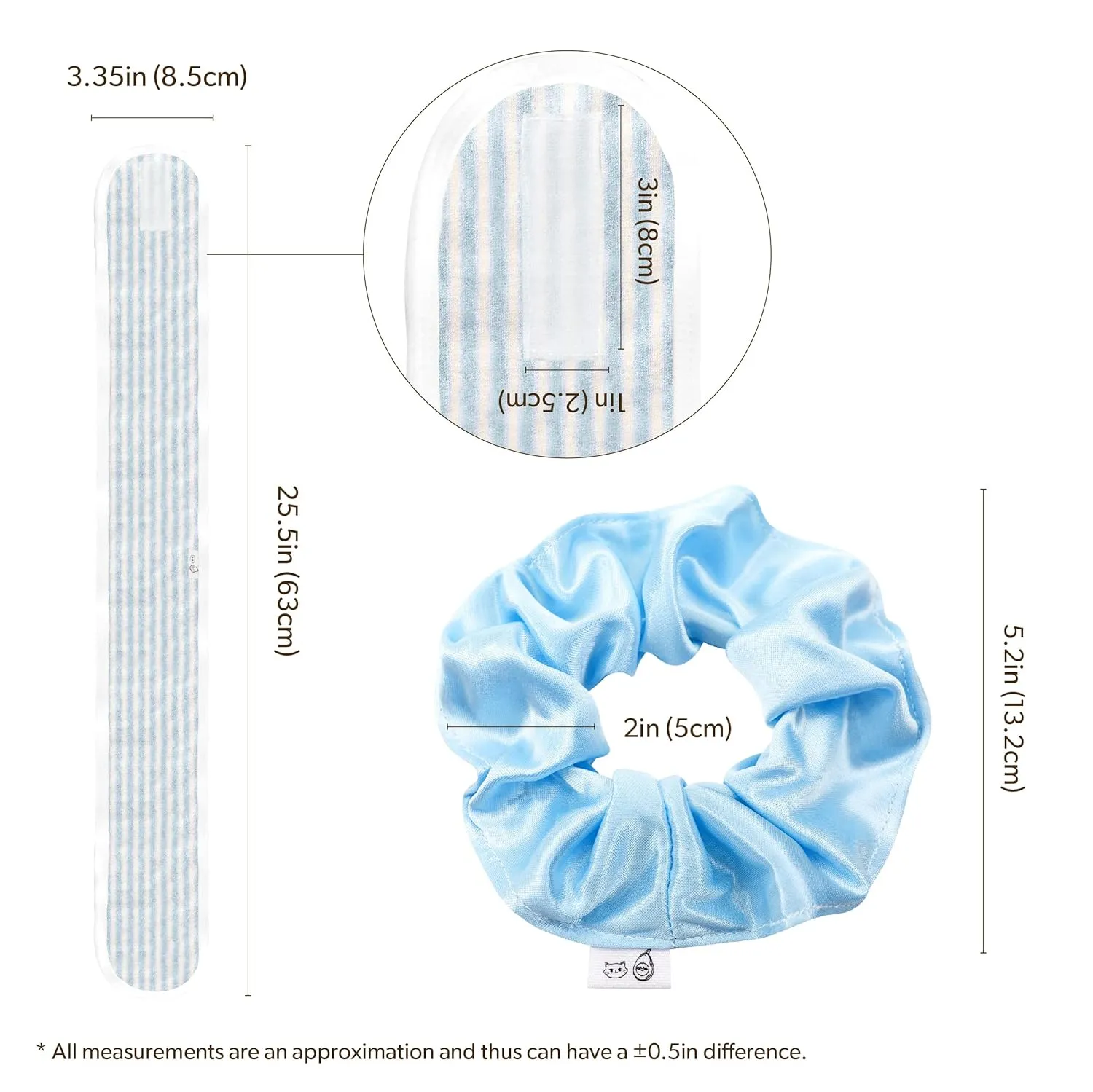 Spa Headband - 100% Organic Cotton Towel Terry Cloth Women Facial Makeup Head Band Soft Head Wraps for Shower Washing Face Bath (Blue Headband Set)