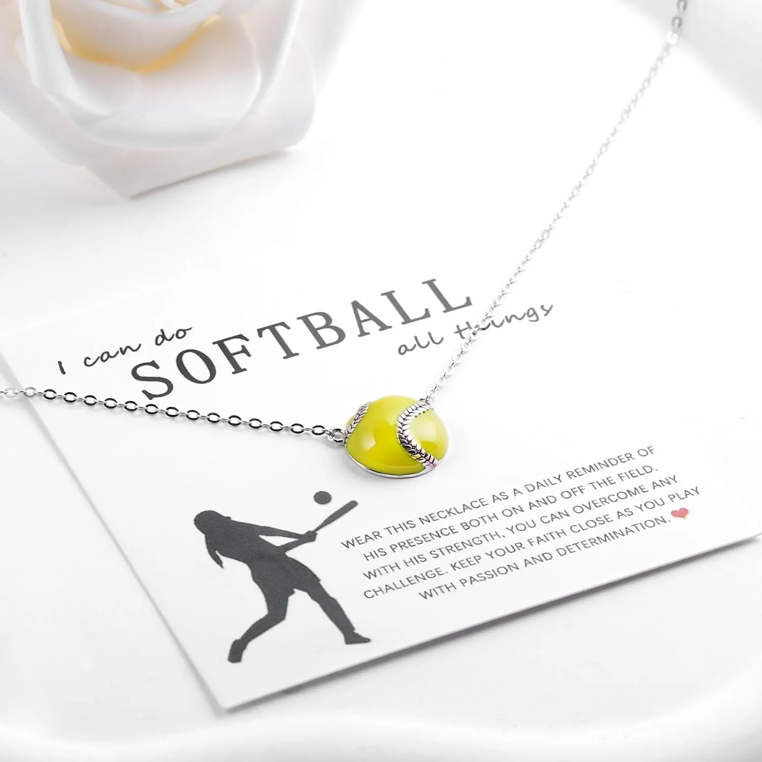Sport Ball Pendant Necklace for Women - 925 Sterling Silver Softball/Volleyball/Soccer/Basketball/Tennis Sports Ball Jewelry Accessories Team Coach Gifts for Fans