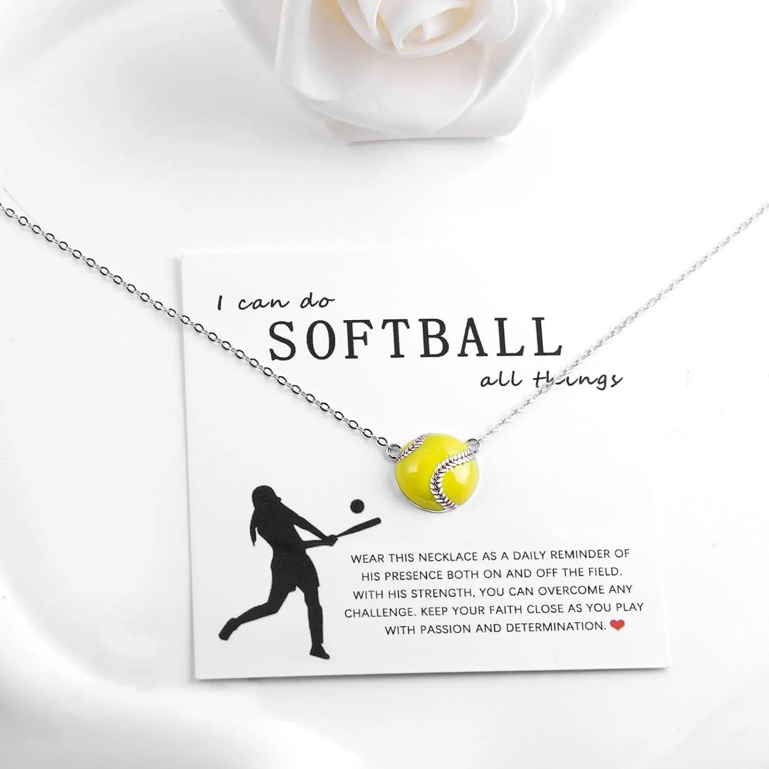 Sport Ball Pendant Necklace for Women - 925 Sterling Silver Softball/Volleyball/Soccer/Basketball/Tennis Sports Ball Jewelry Accessories Team Coach Gifts for Fans