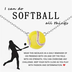 Sport Ball Pendant Necklace for Women - 925 Sterling Silver Softball/Volleyball/Soccer/Basketball/Tennis Sports Ball Jewelry Accessories Team Coach Gifts for Fans