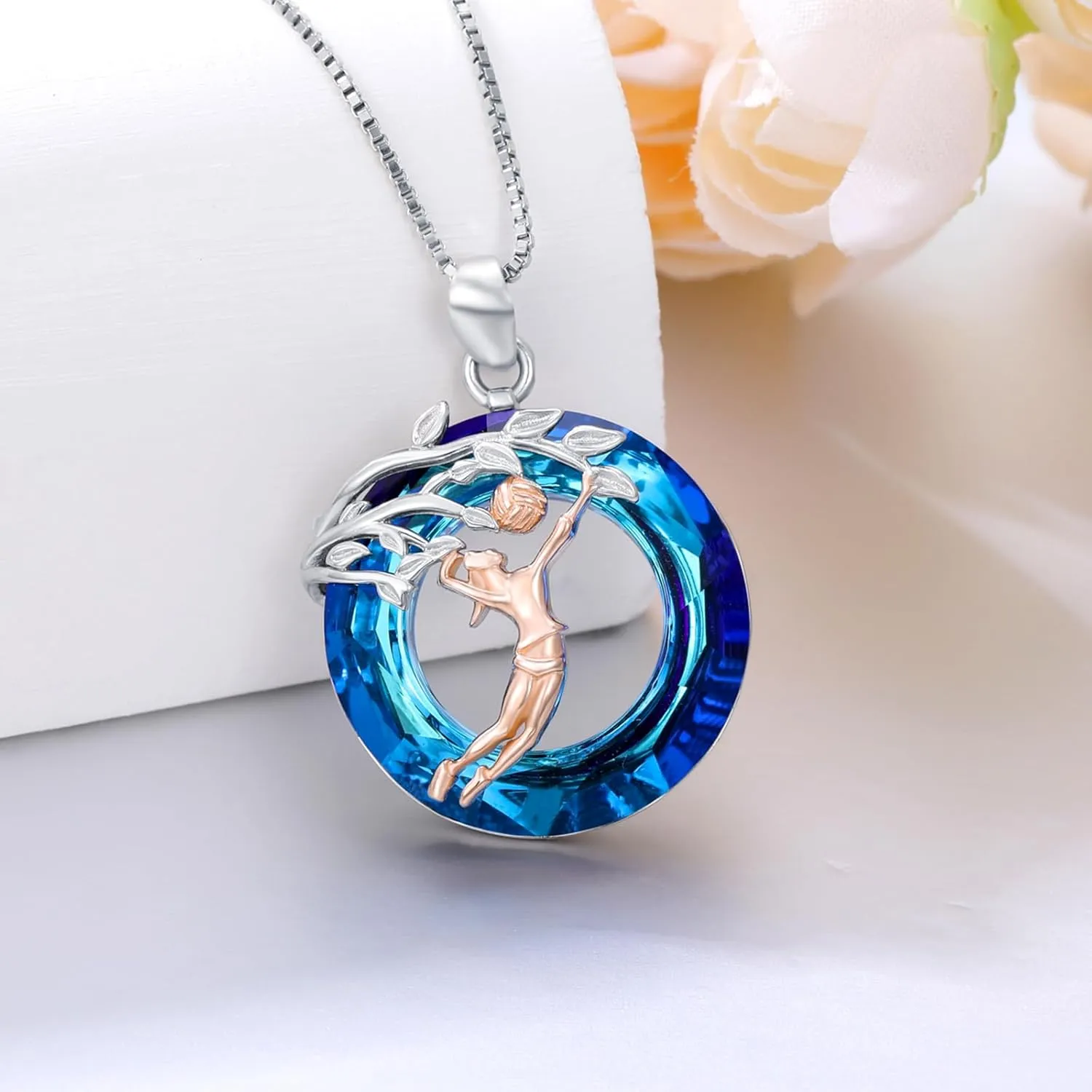 Sport/Music Necklace for Women 925 Sterling Silver Crystal Pendant Tree of Life Jewelry Gifts for Sport Players
