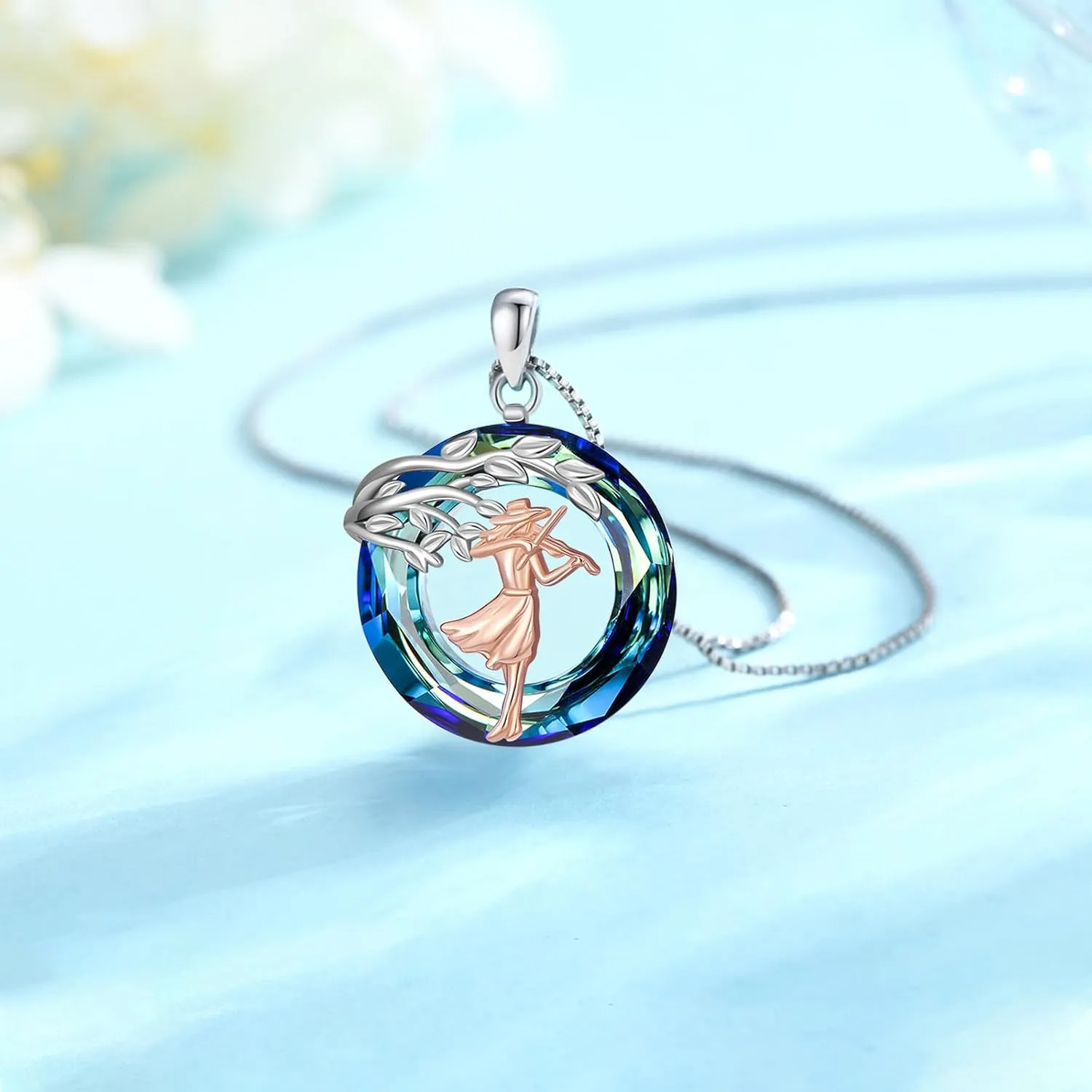 Sport/Music Necklace for Women 925 Sterling Silver Crystal Pendant Tree of Life Jewelry Gifts for Sport Players