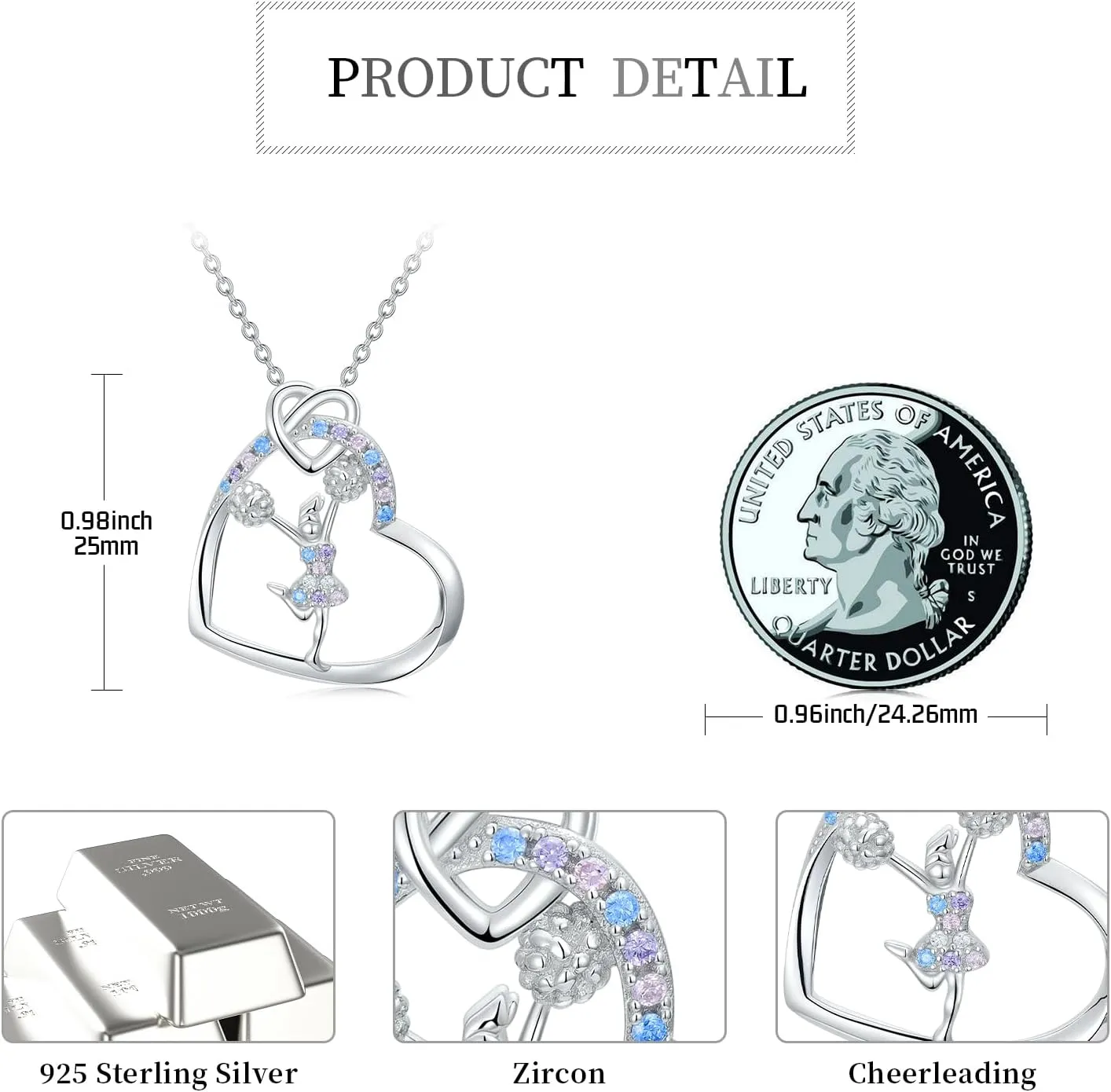 Sport/Music Necklace for Women 925 Sterling Silver Crystal Pendant Tree of Life Jewelry Gifts for Sport Players