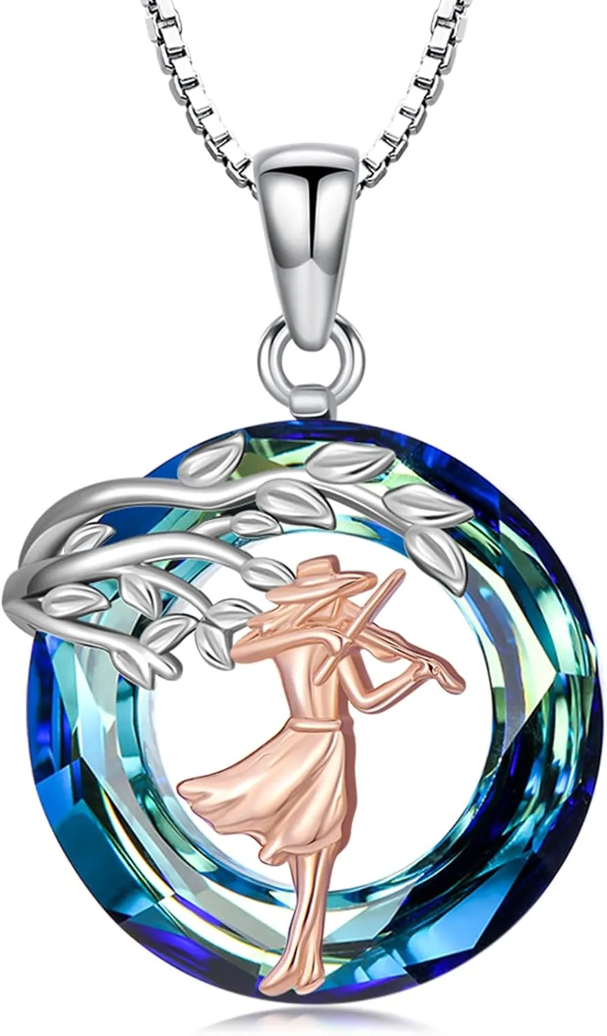 Sport/Music Necklace for Women 925 Sterling Silver Crystal Pendant Tree of Life Jewelry Gifts for Sport Players