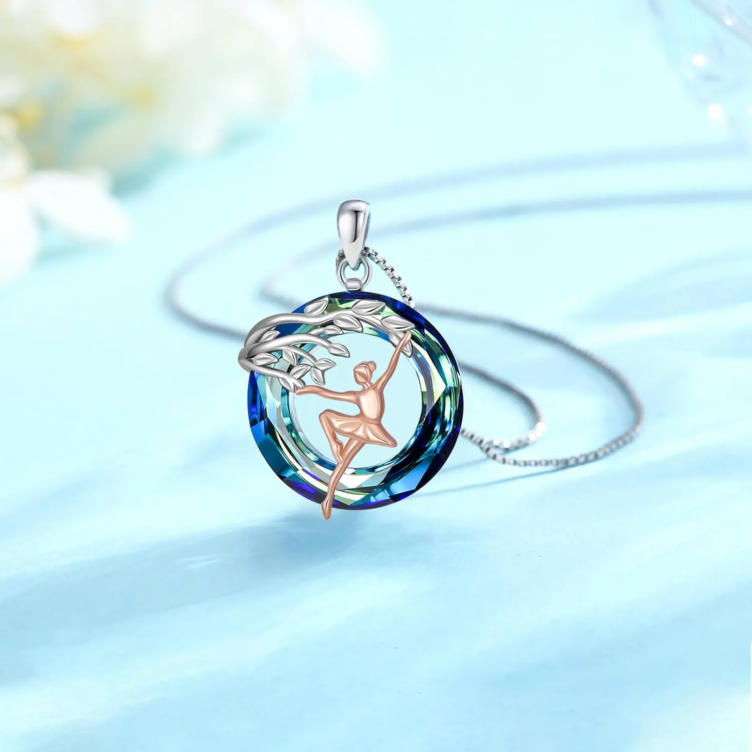 Sport/Music Necklace for Women 925 Sterling Silver Crystal Pendant Tree of Life Jewelry Gifts for Sport Players