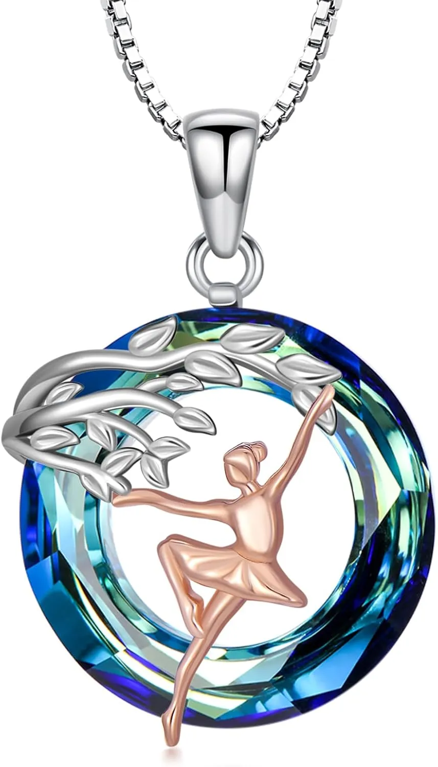 Sport/Music Necklace for Women 925 Sterling Silver Crystal Pendant Tree of Life Jewelry Gifts for Sport Players