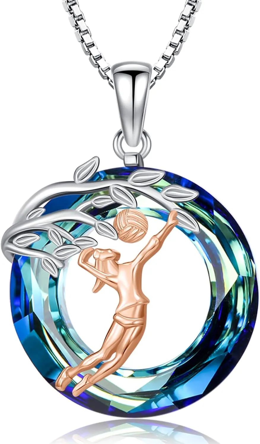 Sport/Music Necklace for Women 925 Sterling Silver Crystal Pendant Tree of Life Jewelry Gifts for Sport Players