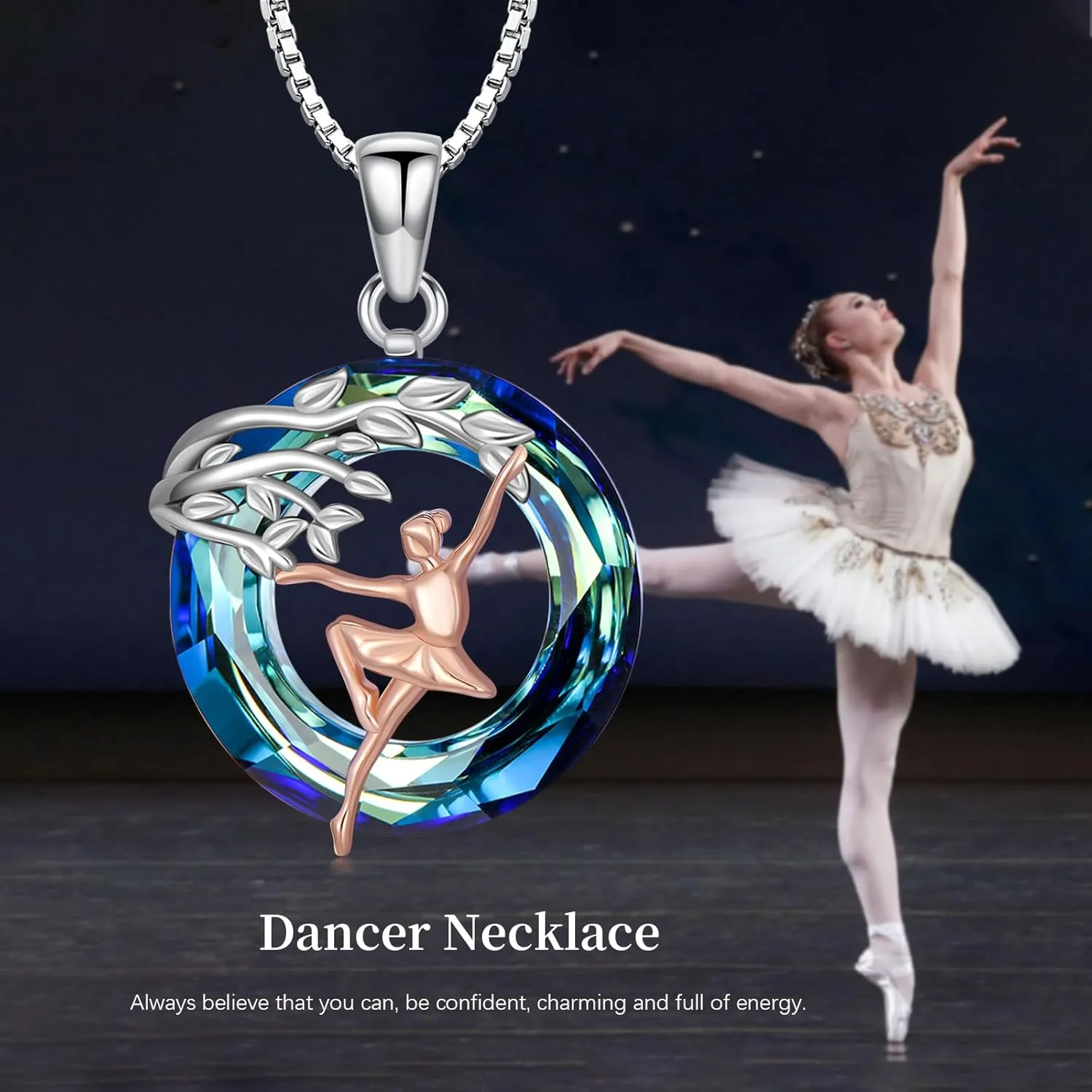Sport/Music Necklace for Women 925 Sterling Silver Crystal Pendant Tree of Life Jewelry Gifts for Sport Players
