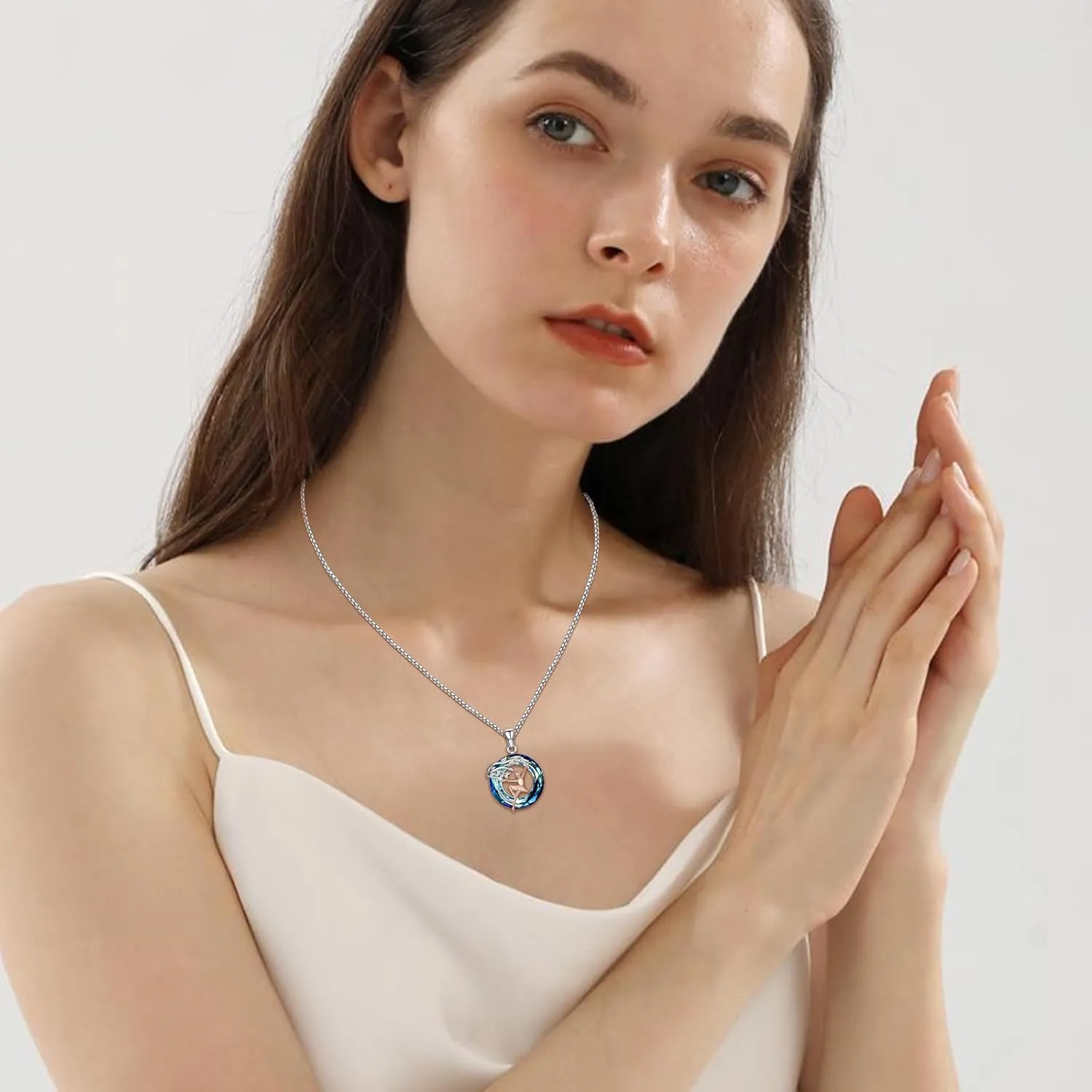 Sport/Music Necklace for Women 925 Sterling Silver Crystal Pendant Tree of Life Jewelry Gifts for Sport Players